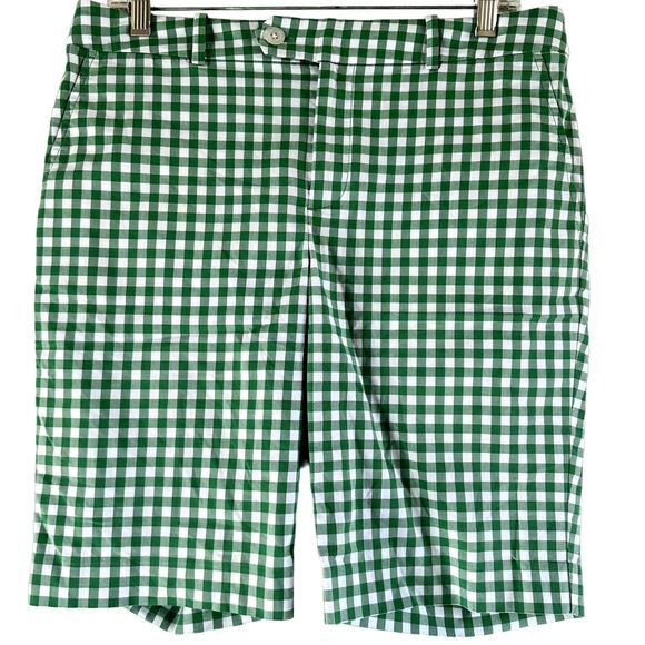 Polo Golf Ralph Lauren Gingham Bermuda Shorts Embroidered Logo Green 8 - Picture 1 of 5